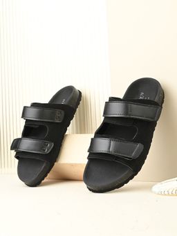 EL PASO - Women Black Faux Leather Casual Sandals