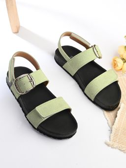 EL PASO - Women Green Faux Leather Casual Sandals