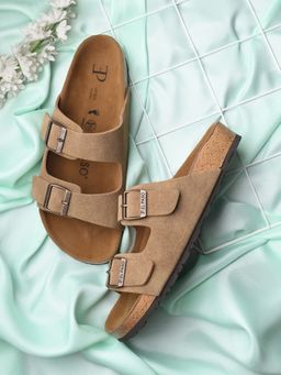 EL PASO - Women Camel Faux Leather Casual Sandals