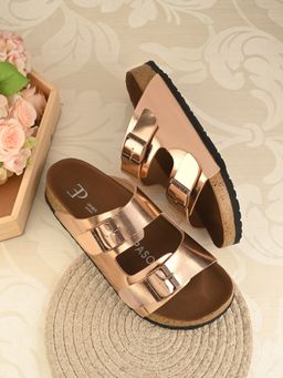 EL PASO - Women Copper Faux Leather Casual Sandals
