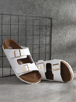 EL PASO - Women White Faux Leather Casual Sandals