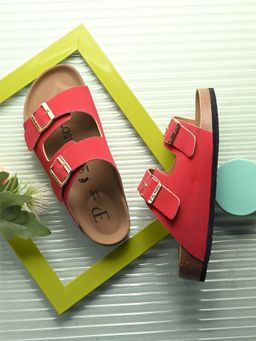 EL PASO - Women Red Faux Leather Casual Sandals