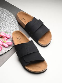 EL PASO - Women Black Faux Leather Casual Sandals