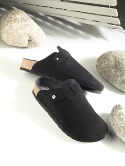 EL PASO - Women Black Faux Leather Casual Slip On Mules