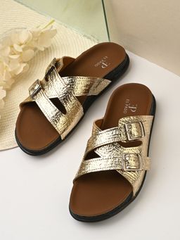 EL PASO - Women Gold Faux Leather Casual Sandals