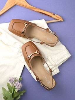 EL PASO - Women Tan Faux Leather Casual Sandals