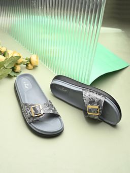 EL PASO - Women Grey Faux Leather Casual Sandals