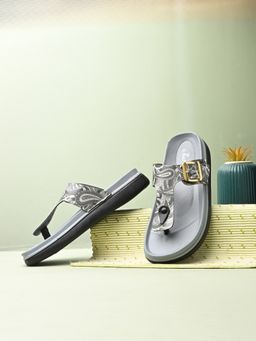 EL PASO - Women Grey Faux Leather Casual Sandals