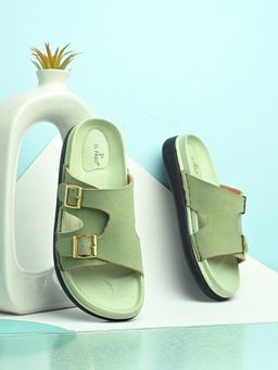 EL PASO - Women Green Faux Leather Casual Sandals