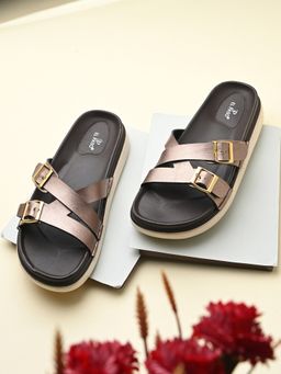 EL PASO - Women Copper Faux Leather Casual Sandals