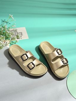 EL PASO - Women Golden Faux Leather Casual Sandals