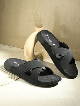 EL PASO - Women Black Faux Leather Casual Sandals