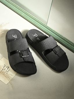 EL PASO - Women Black Faux Leather Casual Sandals