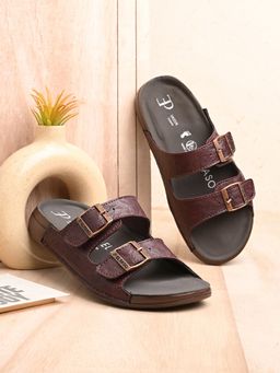 EL PASO - Women Wine Faux Leather Casual Sandals