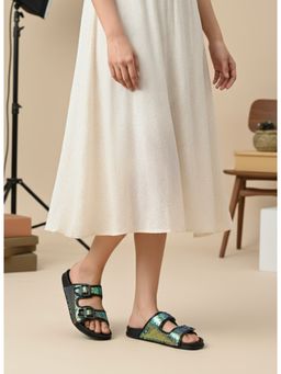 EL PASO - Women Black Faux Leather Casual Sandals