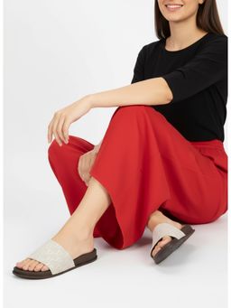 EL PASO - Women Beige Faux Leather Casual Sliders