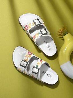 EL PASO - Women White Faux Leather Casual Sandals