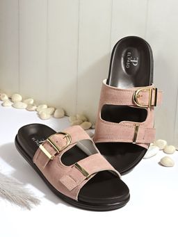 EL PASO - Women Pink Faux Leather Casual Sandals