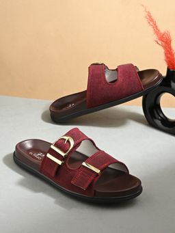 EL PASO - Women Red Faux Leather Casual Sandals