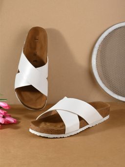 EL PASO - Women White Faux Leather Casual Sandals