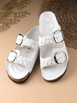 EL PASO - Women White Faux Leather Casual Sandals