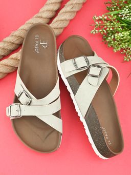 EL PASO - Women Cloud Series Cream Faux Leather Casual Ultra Comfort Sandals
