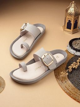 EL PASO - Women Beige Faux Leather Casual Sandals