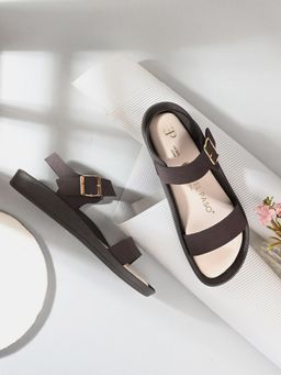 EL PASO - Women Brown Faux Leather Casual Sandals