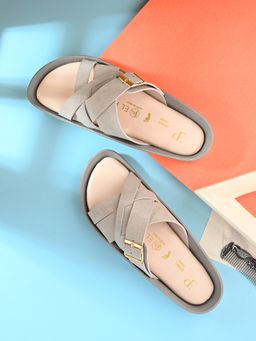 EL PASO - Women Beige Faux Leather Casual Sandals