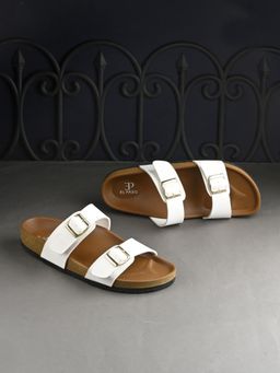 EL PASO - Women Off White Faux Leather Casual Sandals