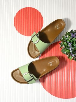 EL PASO - Women Green Faux Leather Casual Sandals