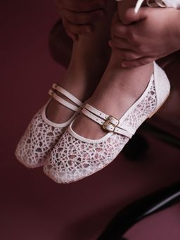 ELVIRAA - Net Mary Janes Ballerina White