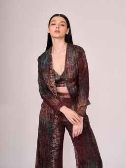 KOSWI - Maroon Abstract Print Jacket