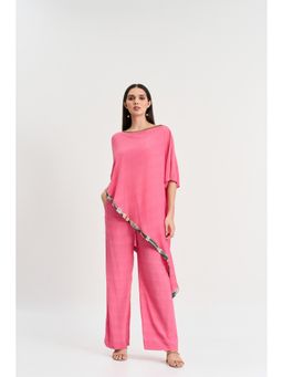 KOSWI - Pink Short Kaftan with Pant (Set of 2)