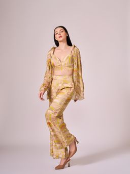 KOSWI - Yellow Geometric Print Co-Ord (Set of 3)