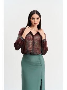 KOSWI - Maroon Abstract Print Shirt