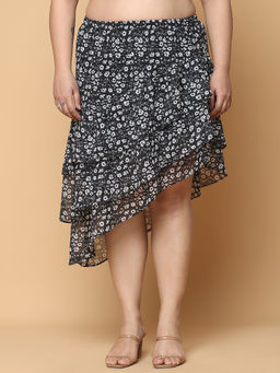 theRebelinme - Black Floral Midi Skirt