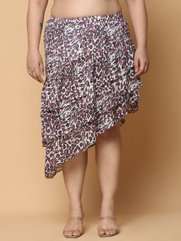 theRebelinme - Brown Animal Print Midi Skirt