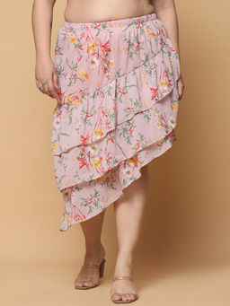 theRebelinme - Pink Floral Midi Skirt