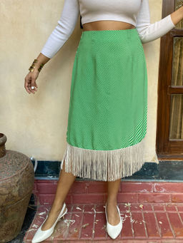 Label Tanvee - Green Stripes Midi Skirt