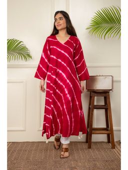TANYA BERRY - Red Lehariya Tie Dye Kurta