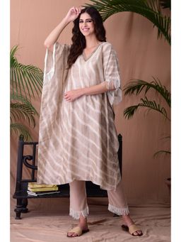 TANYA BERRY - Beige Gold Shibori Kaftan (Set of 2)