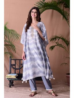 TANYA BERRY - Metal Grey Shibori Kaftan (Set of 2)
