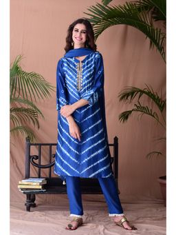 TANYA BERRY - Royal Blue Shibori Kurta (Set of 3)