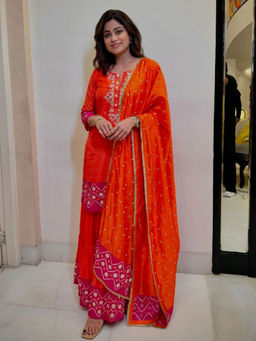 PINK CITY BY SARIKA - Women's Rangeela Sharara with Kurta and Dupatta Matching Potli (Set of 4)