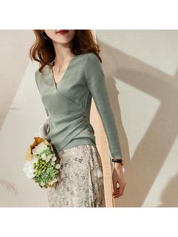 Outzidr - Teal Full Sleeve Wrap Top