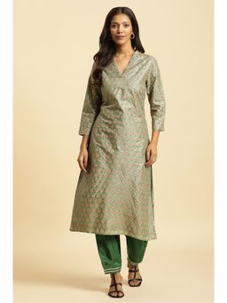 W - Green Floral Kurta