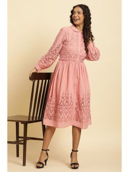W - Pink Solid/plain Dress
