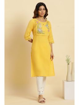 W - Yellow Solid/plain Kurta