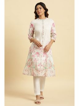 W - White Floral Kurta